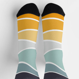 Colourful summery retro style waves socks