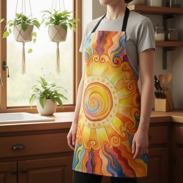 Colourful Sun All-Over Print Apron (Creator Uploaded)