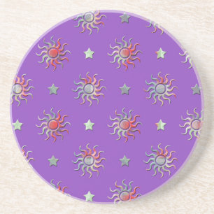 Colourful sun and stars design coaster