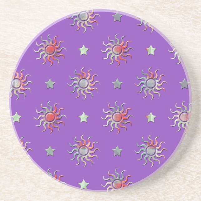 Colourful sun and stars design coaster (Front)