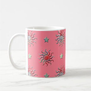 Colourful sun and stars design coffee mug