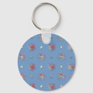 Colourful sun and stars design key ring