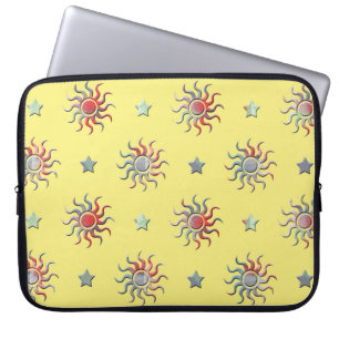 Colourful sun and stars design laptop sleeve