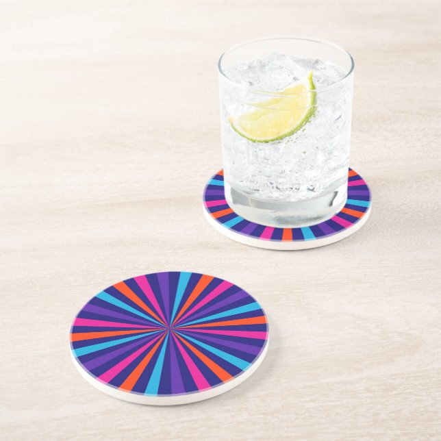 Colourful Sun Burst Spinning Wheel Decor Coaster (Side)