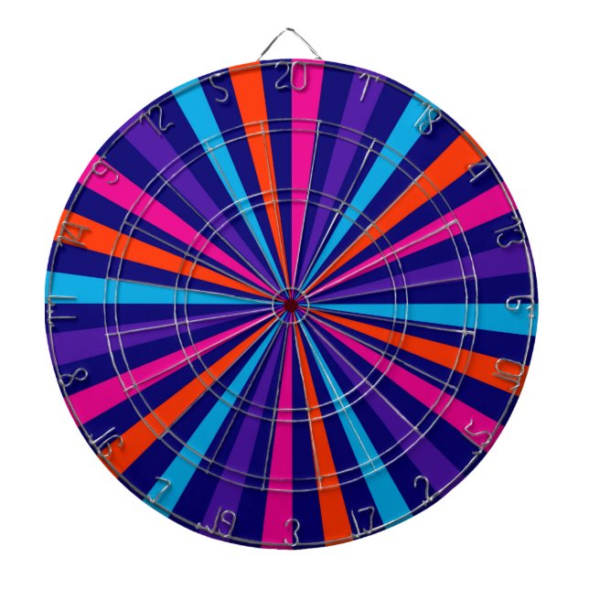 Colourful Sun Burst Spinning Wheel Design Dartboard (Front)