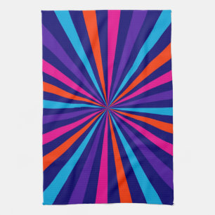 Colourful Sun Burst Spinning Wheel Design Tea Towel