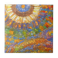 Colourful Sun Gaudi-inspired Mosaic Art