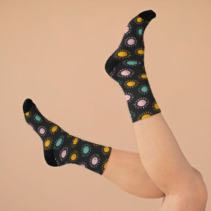 Colourful Sun Happy Doodle Fun Crew Socks