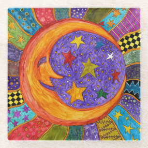 Colourful, Sun, Moon and Stars Coaster