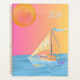Colourful Sun Moon Ocean Sailing Boat Planner