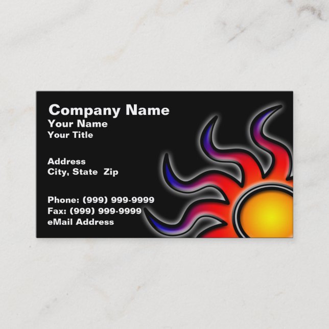 Colourful Sun on a Black Background Business Card (Front)
