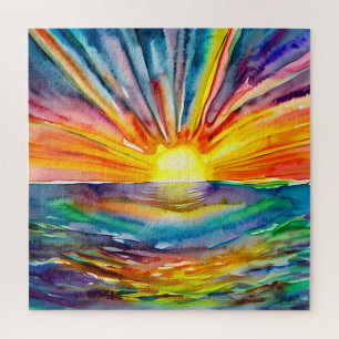 Colourful Sun Rays over the Water Reflection AI Ar Jigsaw Puzzle