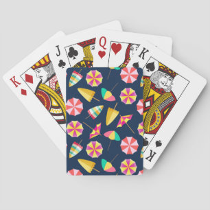 Colourful sun umbrellas, perfect feminine design playing cards