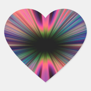 Colourful sunburst rays heart sticker