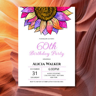 Colourful Sunflower Blossom Floral Birthday Invitation