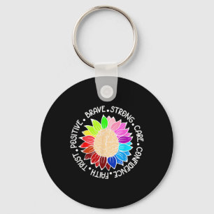 Colourful Sunflower Brain Mental Health Awareness Key Ring