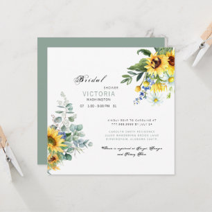 Colourful Sunflower Bridal Shower Sage  Invitation