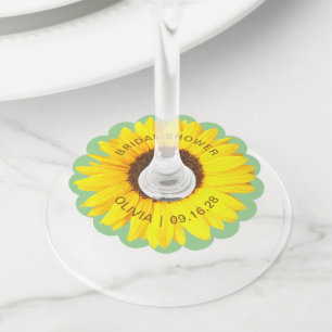 Colourful Sunflower Bridal Shower Wine Glass Tag