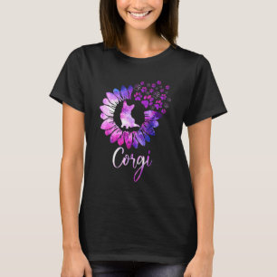 Colourful Sunflower Corgi Dog Womens Girls T-Shirt