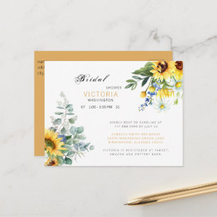 Colourful Sunflower Floral Bridal Shower Announcement Postcard