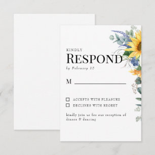 Colourful Sunflower Floral Wedding RSVP Card