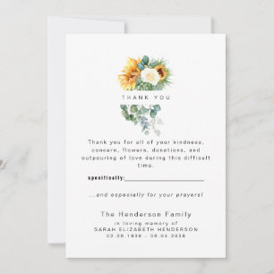 Colourful Sunflower Funeral Thank You Card