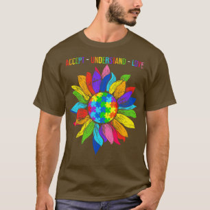 Colourful Sunflower Gift Autism Awareness T-Shirt