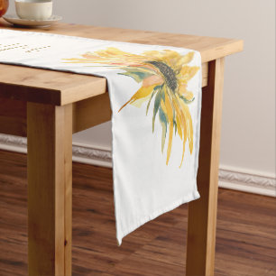 Colourful Sunflower Grateful Thankful White Medium Table Runner