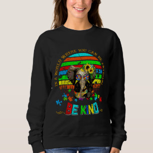 Colourful Sunflower Kind Elephant Autism Awareness Sweatshirt