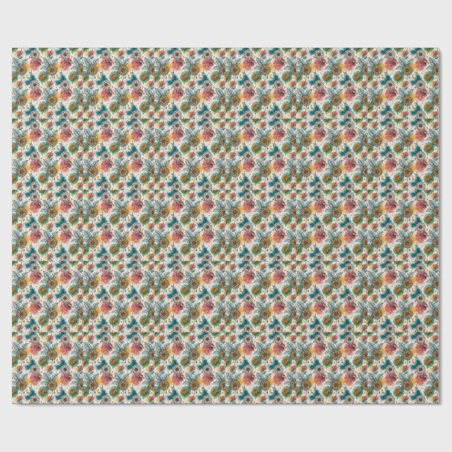 Colourful Sunflower Paint Splatter Artwork Pattern Wrapping Paper (Flat)