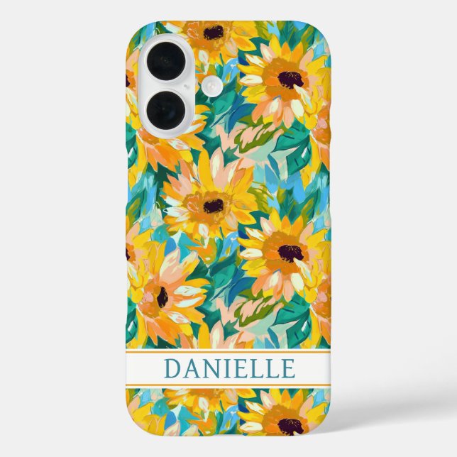 Colourful Sunflower Painting Monogrammed Case-Mate iPhone Case (Back)