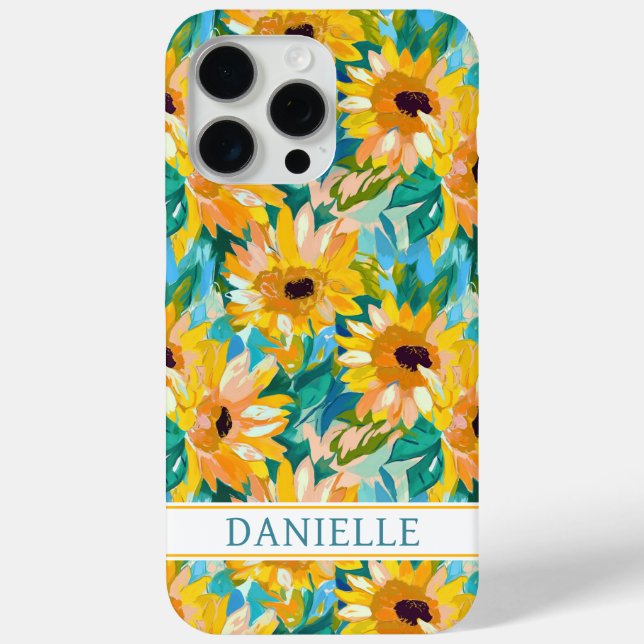 Colourful Sunflower Painting Monogrammed Case-Mate iPhone Case (Back)