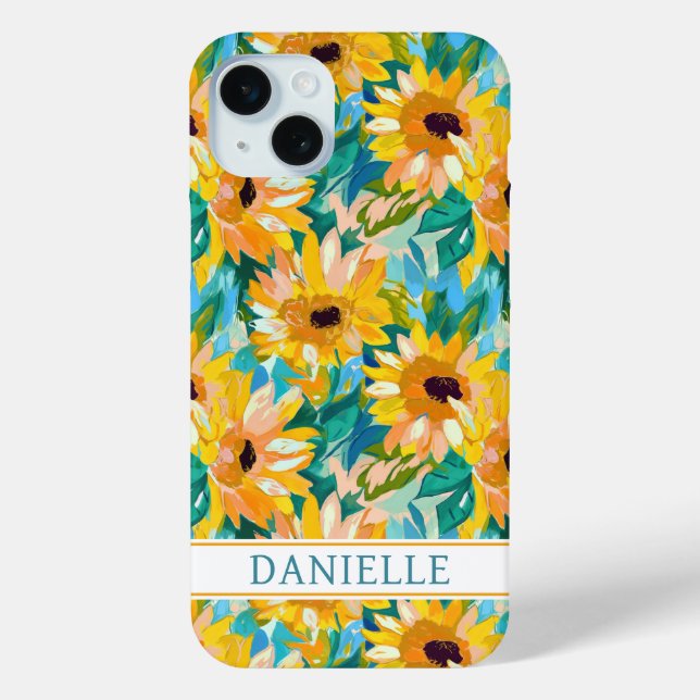 Colourful Sunflower Painting Monogrammed Case-Mate iPhone Case (Back)