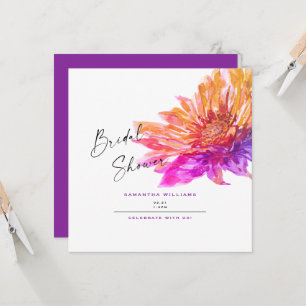Colourful Sunflower Purple Bridal Shower Square  Invitation