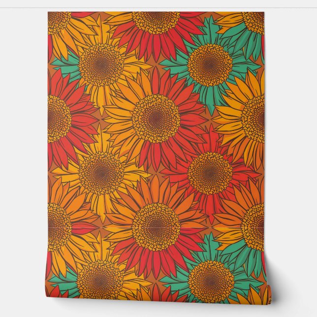 Colourful Sunflower Wall Art Design (Unrolling)