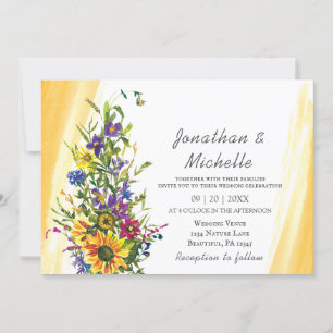 Colourful Sunflower Wildflowers Christian Wedding Invitation