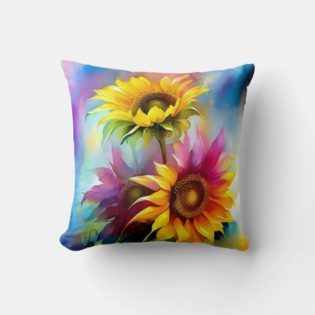 Colourful Sunflowers Cushion (Front)