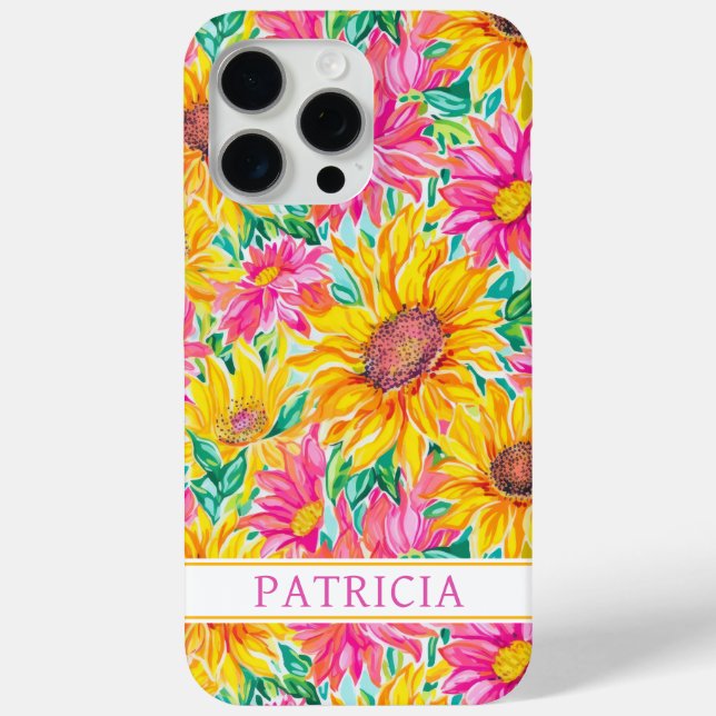 Colourful Sunflowers Painting Monogrammed Case-Mate iPhone Case (Back)