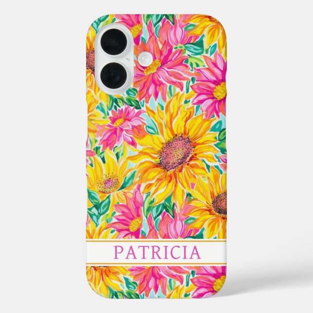 Colourful Sunflowers Painting Monogrammed Case-Mate iPhone Case (Back)