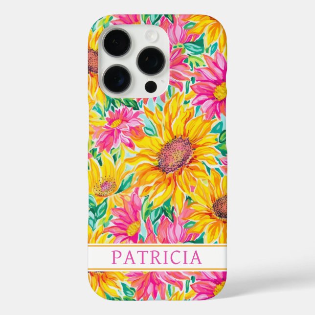 Colourful Sunflowers Painting Monogrammed Case-Mate iPhone Case (Back)