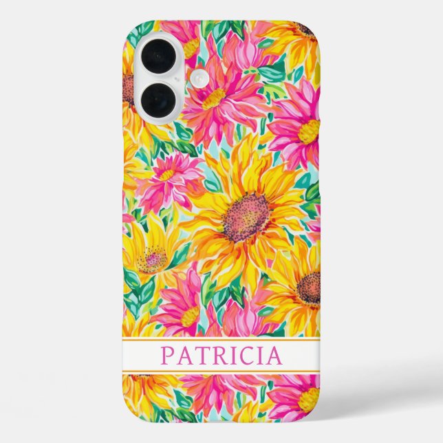 Colourful Sunflowers Painting Monogrammed Case-Mate iPhone Case (Back)