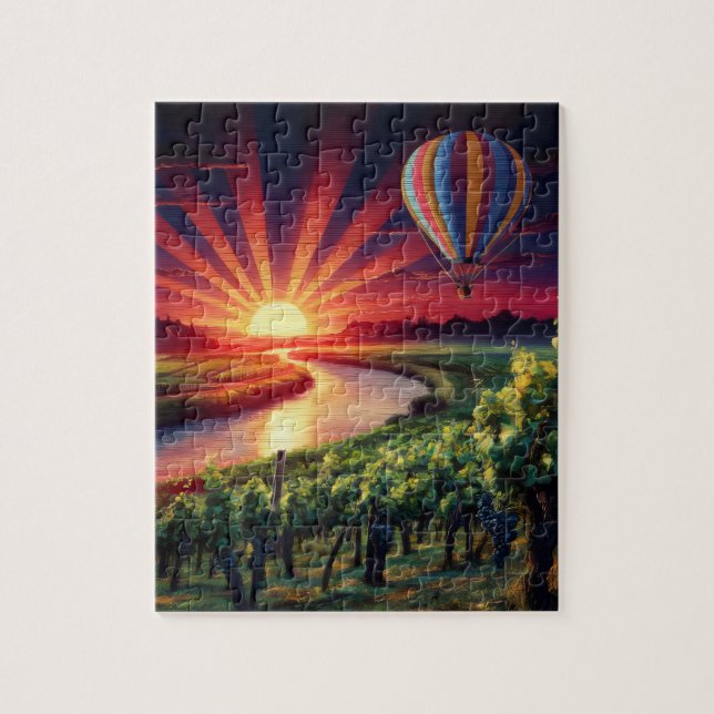 Colourful Sunrise in Napa Valley Hot Air Balloon Jigsaw Puzzle (Vertical)