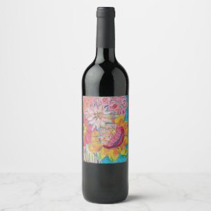Colourful Suns by Lydia's Art Sangria Wine Label