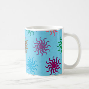 Colourful suns pattern coffee mug