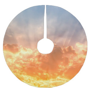 Colourful sunset: fiery sky twilight. brushed polyester tree skirt