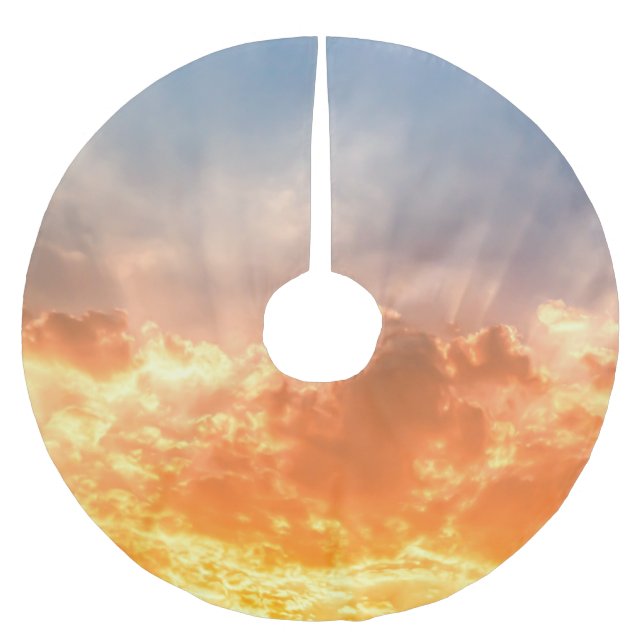 Colourful sunset: fiery sky twilight. brushed polyester tree skirt (Front)