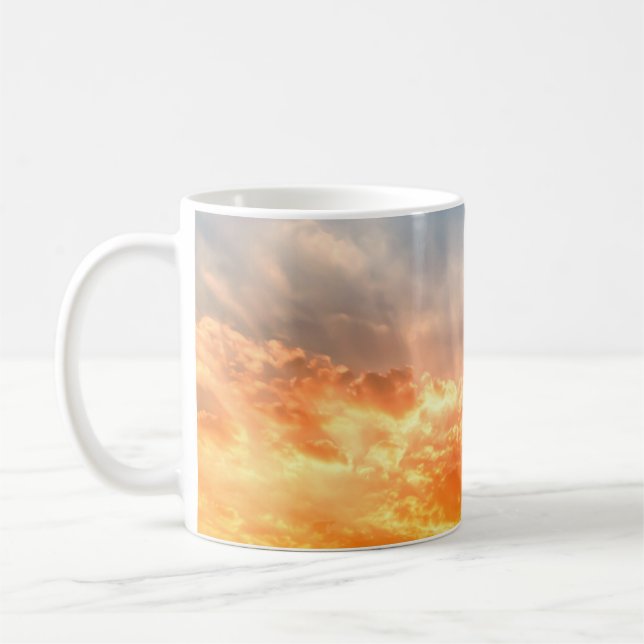Colourful sunset: fiery sky twilight. coffee mug (Left)