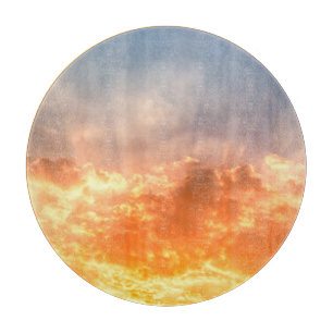 Colourful sunset: fiery sky twilight. cutting board