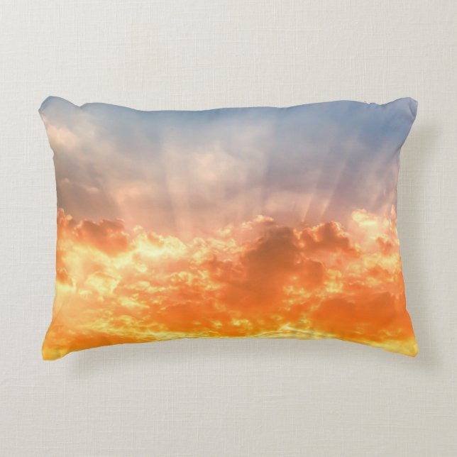 Colourful sunset: fiery sky twilight. decorative cushion (Front)