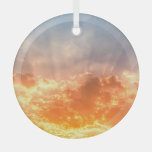 Colourful sunset: fiery sky twilight. glass tree decoration